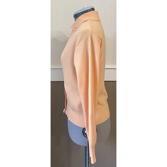 Retro Polyester Cardigan Size M Orange Sweater Collared V-neck Ponte Fabric? - Picture 4 of 6